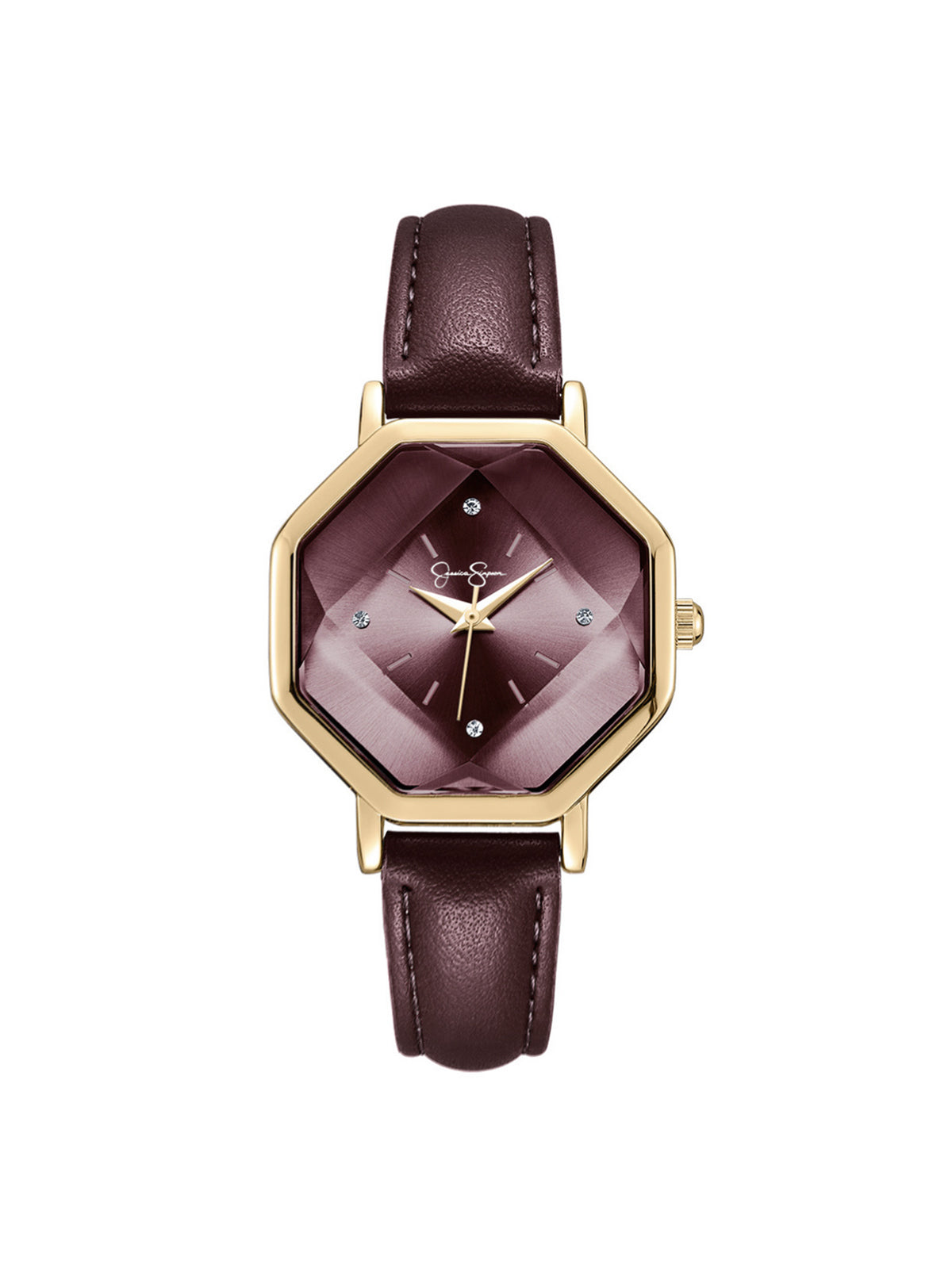 Jessica Simpson Accessories Octagonal Face Watch in Burgundy