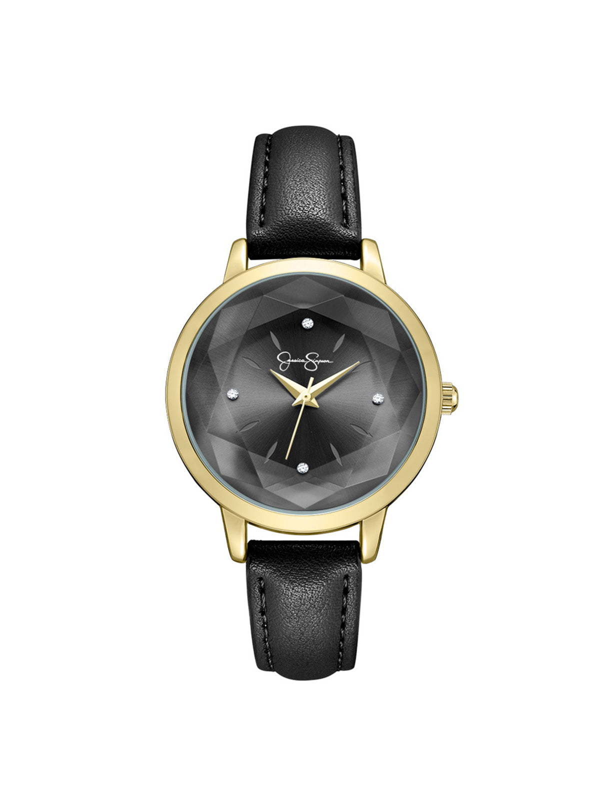 Jessica Simpson Accessories Faceted Glass Watch in Black
