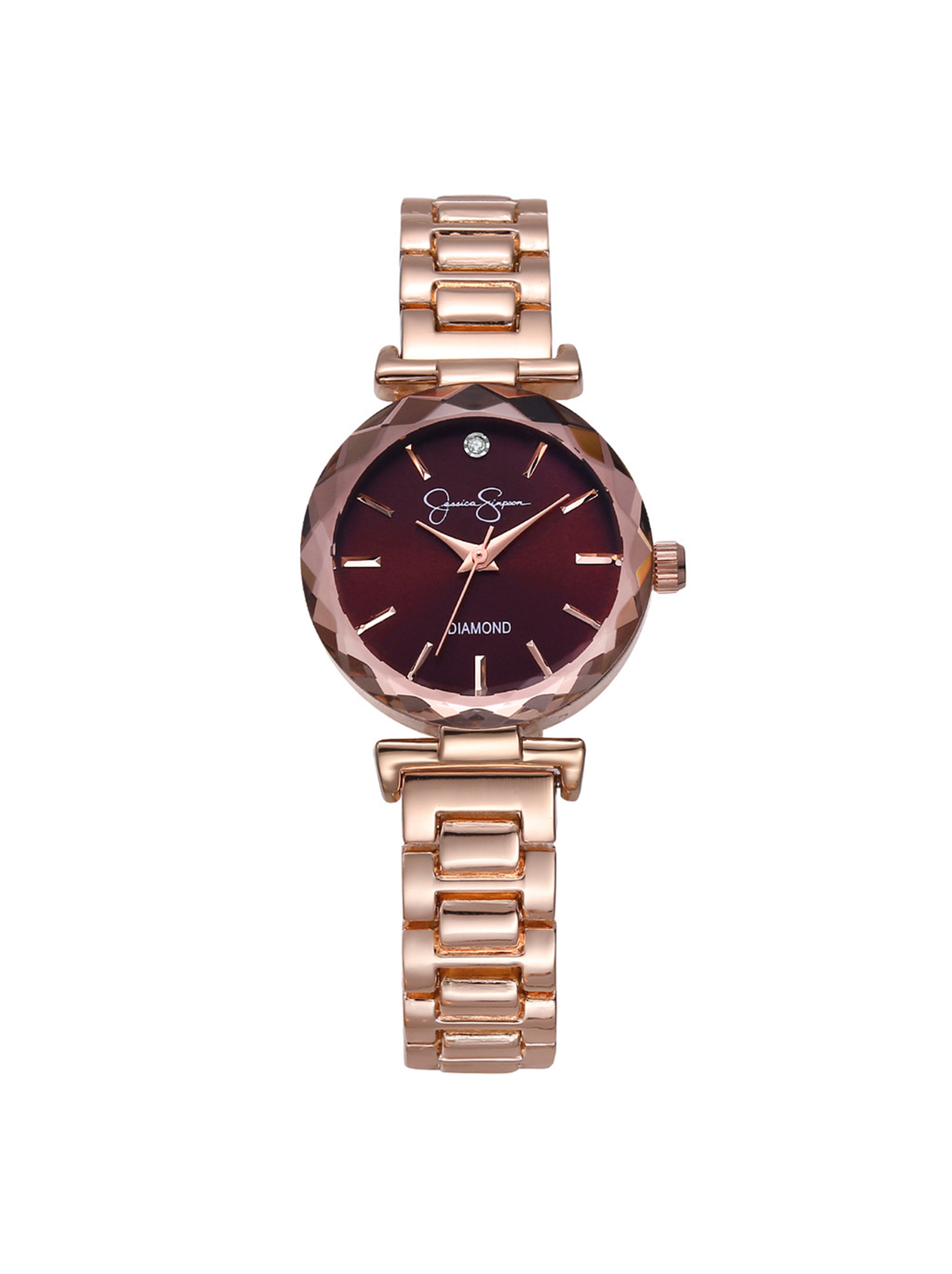Jessica Simpson Accessories Diamond Dial Bracelet Watch in Rose Gold
