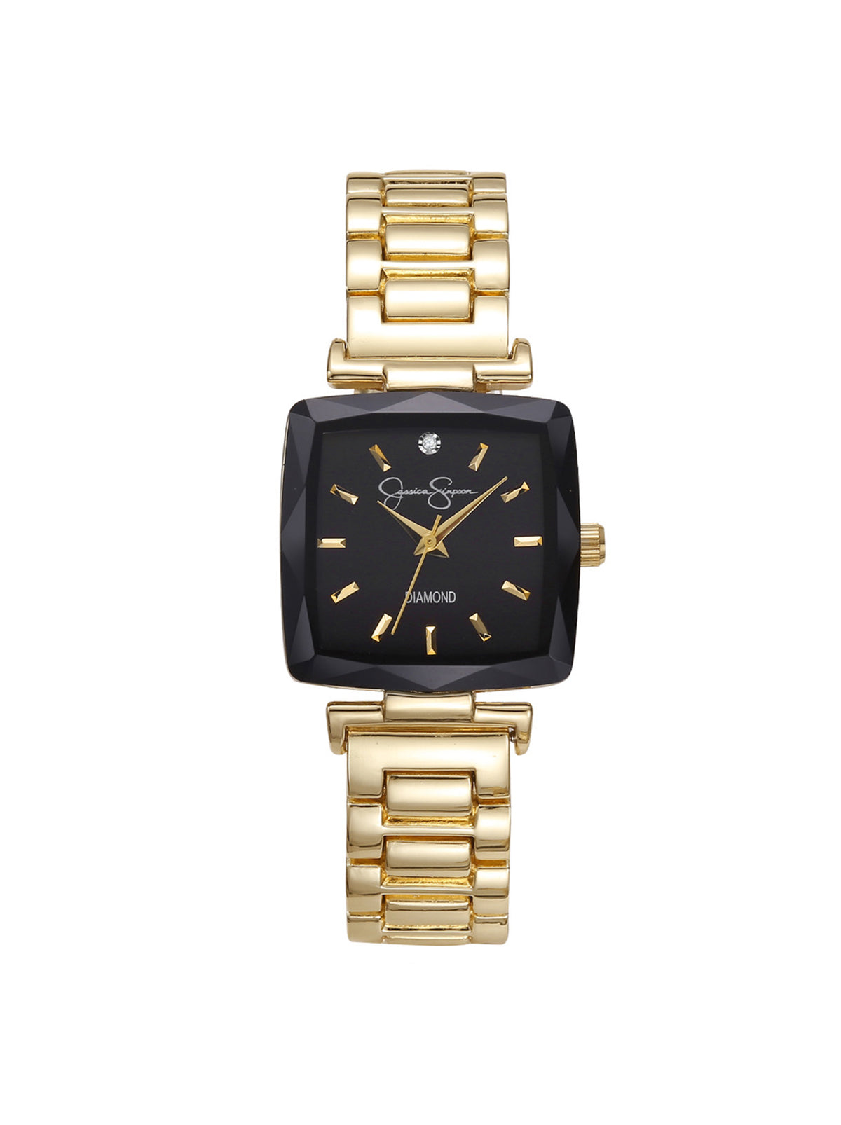 Jessica Simpson Accessories Square Case Bracelet Watch in Gold & Black